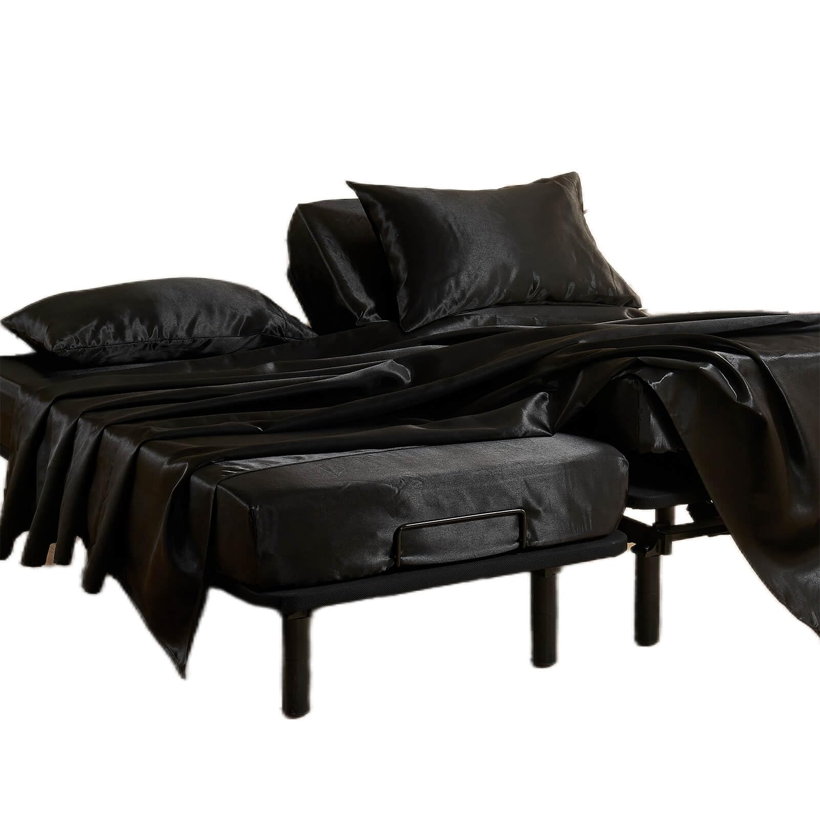 Silky Satin Split King Sheets Sets for Adjustable Bed with Deep