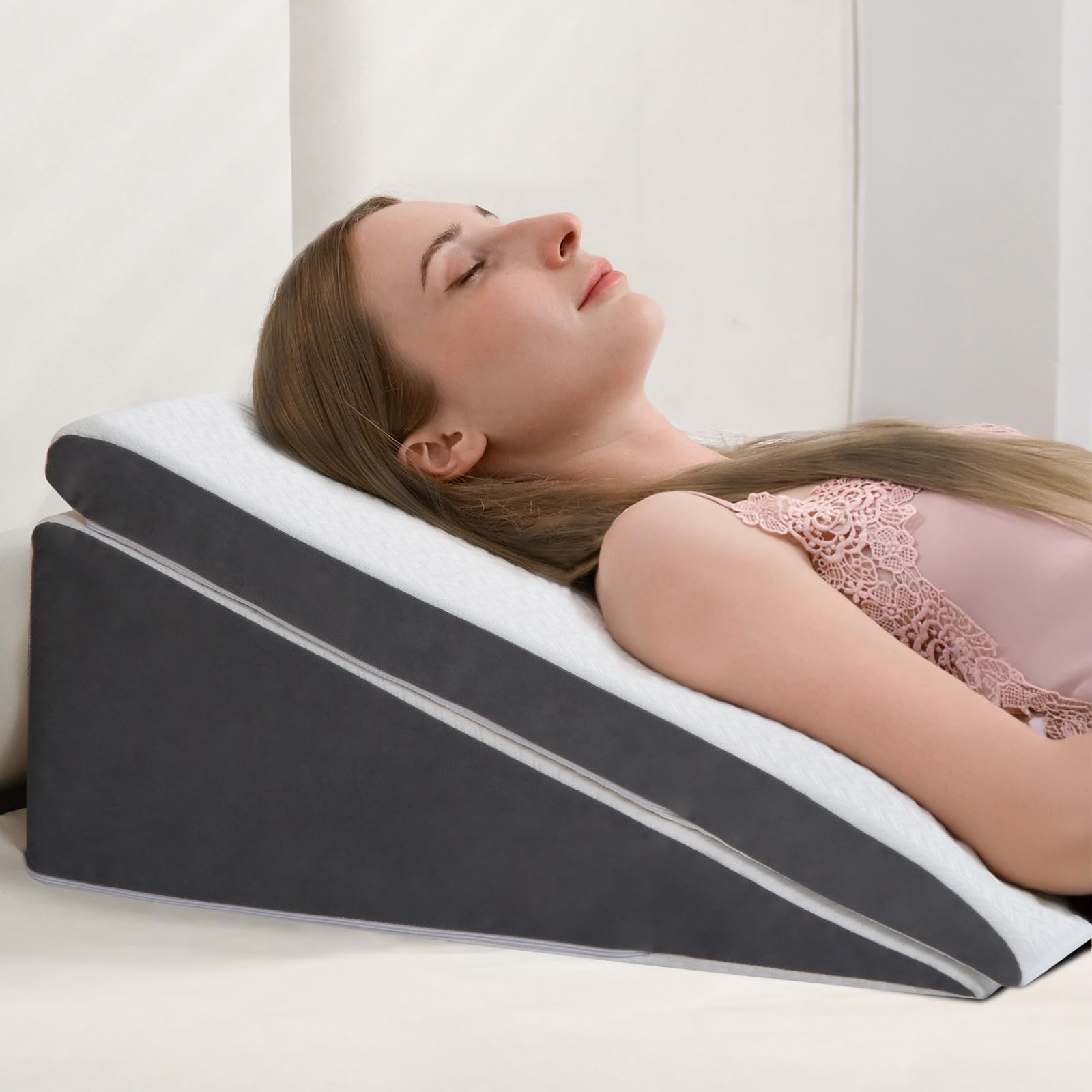 Pack Adjustable Wedge Pillow for Sleep Apnea & Back Pain, Memory Foam