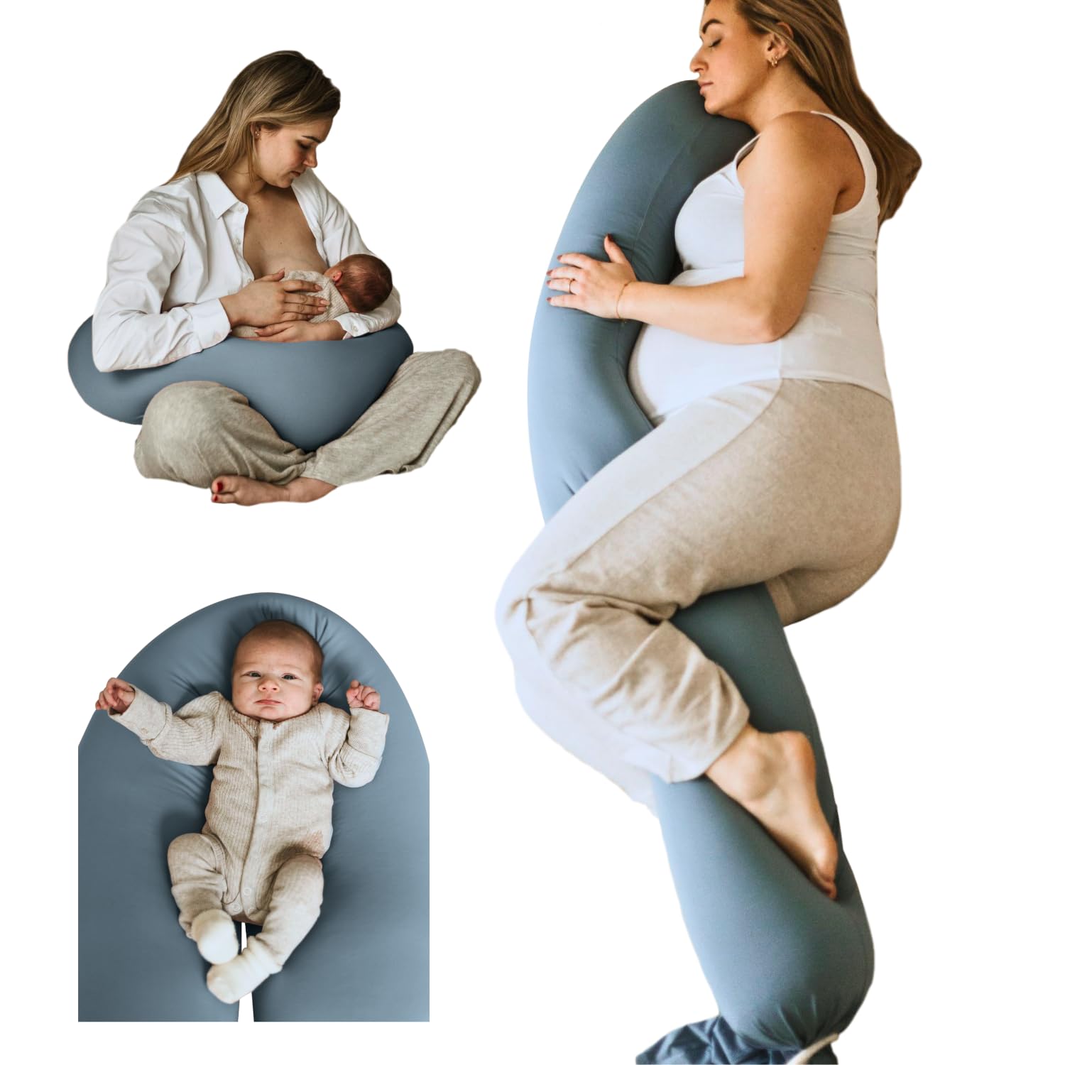 Pregnancy Pillow 5-in-1 【Cooling Cover, Adjustable Firmness】 Patented Lock Design