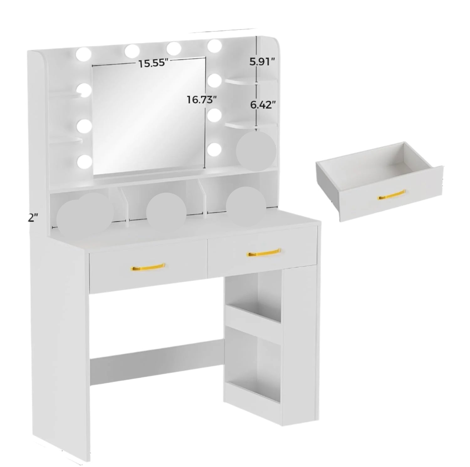 Vanity Desk with Lighted Mirror and Power Outlet, RGB LED Lights Makeup
