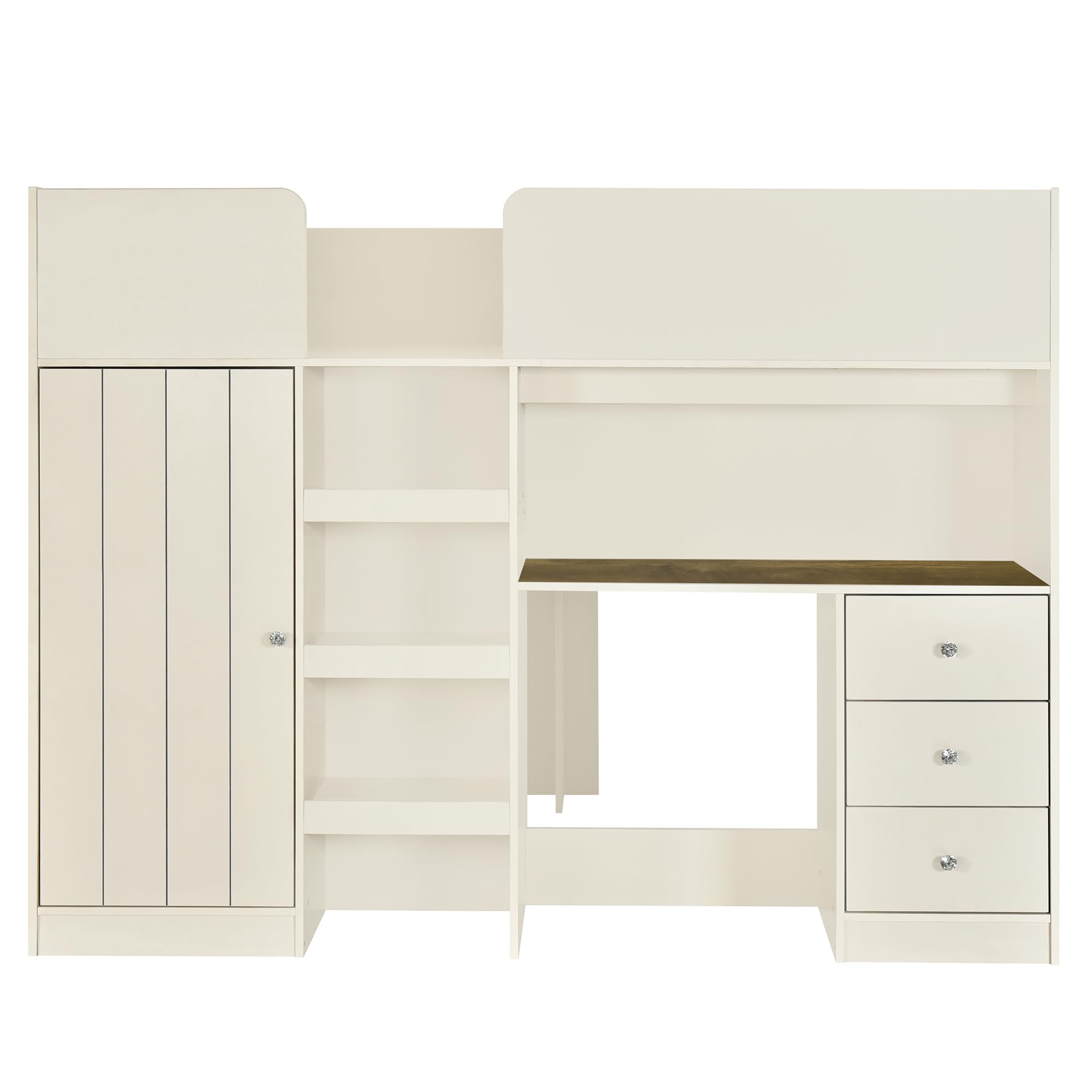 Full Size Loft Bed with Desk, Wood Full Loft Bed