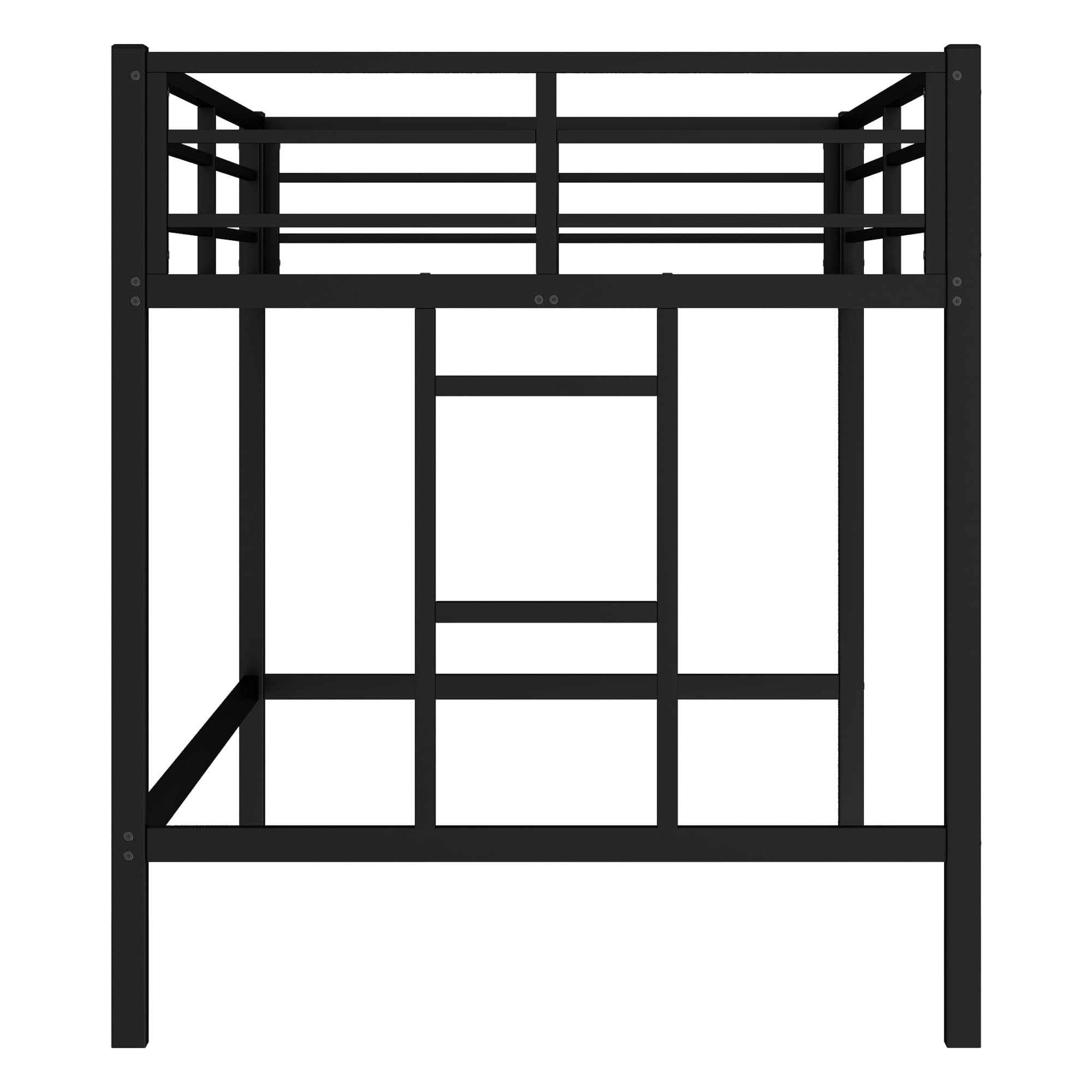 Twin Low Loft Bed, Metal Loft Bed Frame, Twin Loft Bed with Easy Climbing