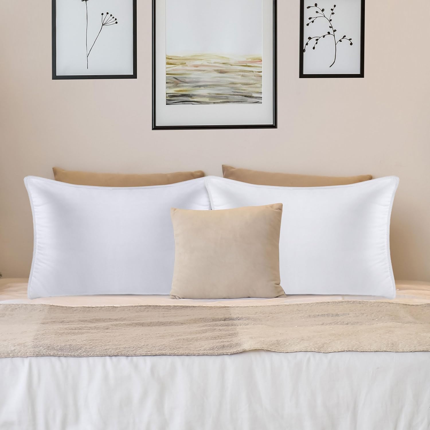Bed Pillows for Sleeping (White), Standard/Queen Size, Set of 4, Hotel Pillow, Cooling Pillows