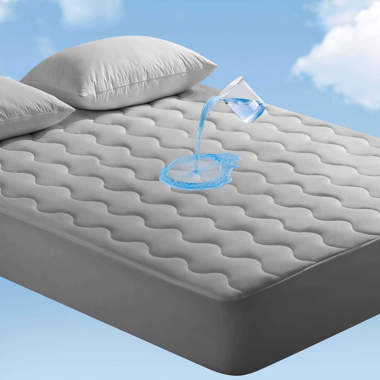 Cooling Mattress Pad for Hot Sleepers, Waterproof Cold Mattress Topper