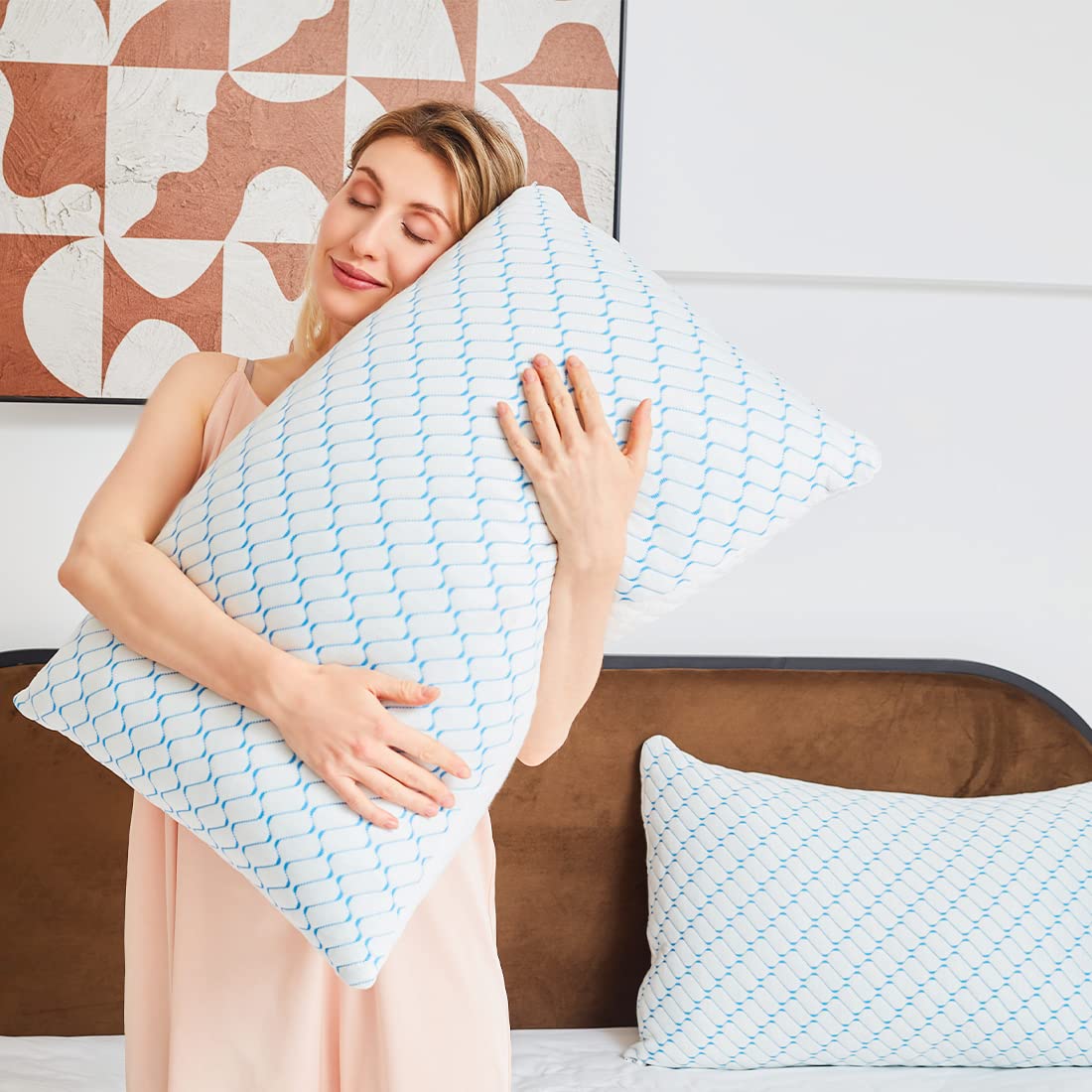 Memory Foam Pillows King Size Set of 2,Adjustable Cooling Firm Pillow