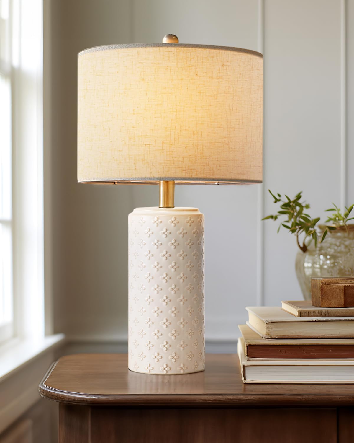 Table Lamp Set of 2, 3-Way Dimmable Ceramic Table Lamp for Bedroom Farmhouse