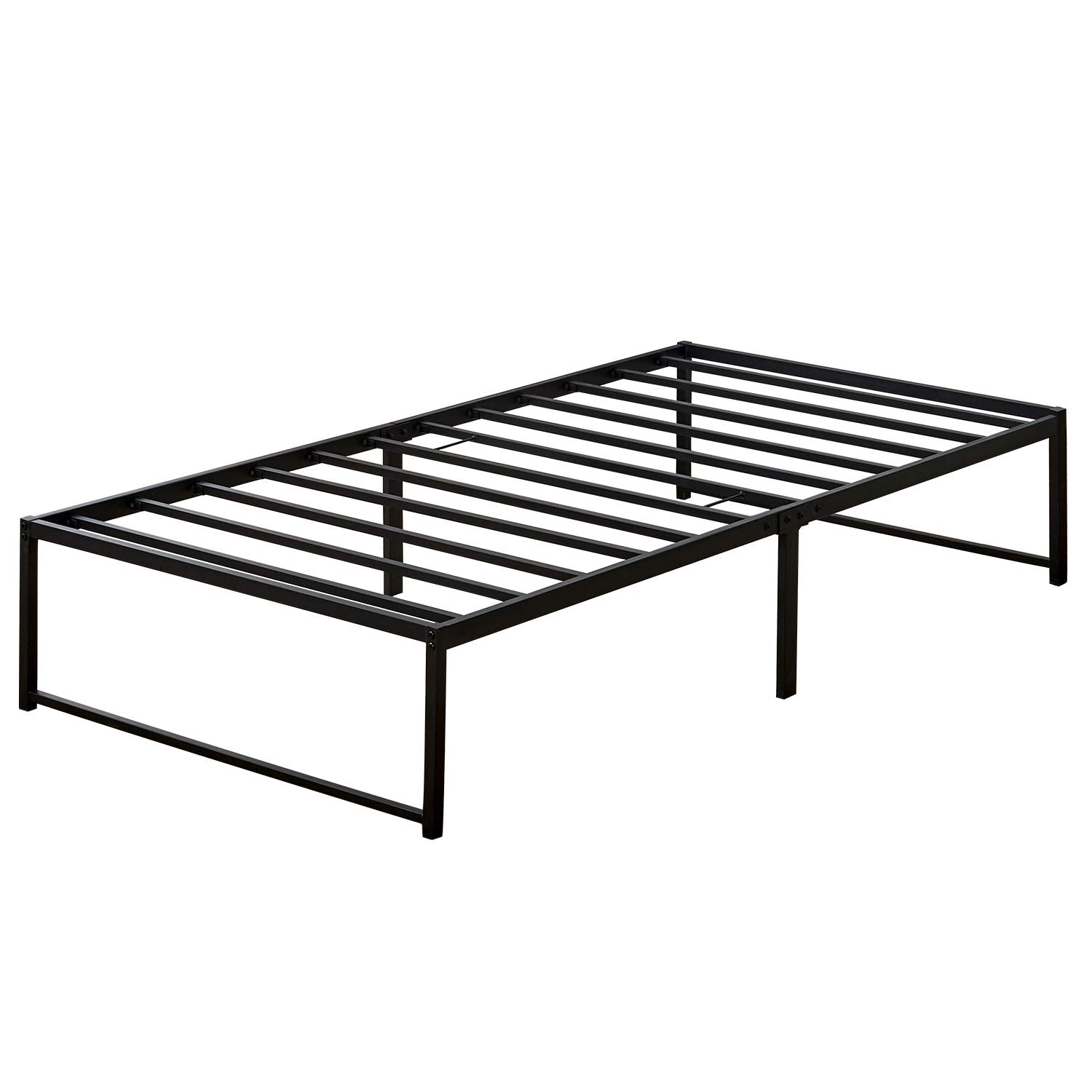14 Inch Bed Frame/No Box Spring Needed/Mattress Foundation/Steel Slat Support Black