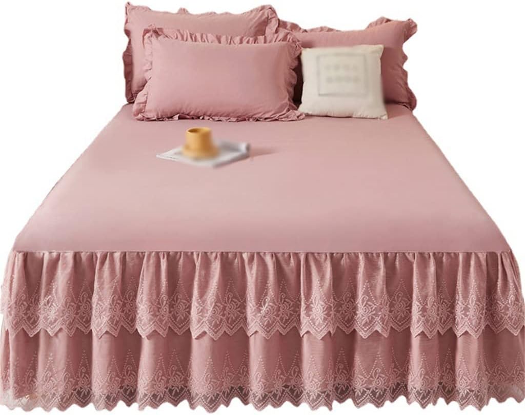 Korean Version Lace Bed Skirt Bed Hat Cover Apron Style Three-Piece Set Color Princess