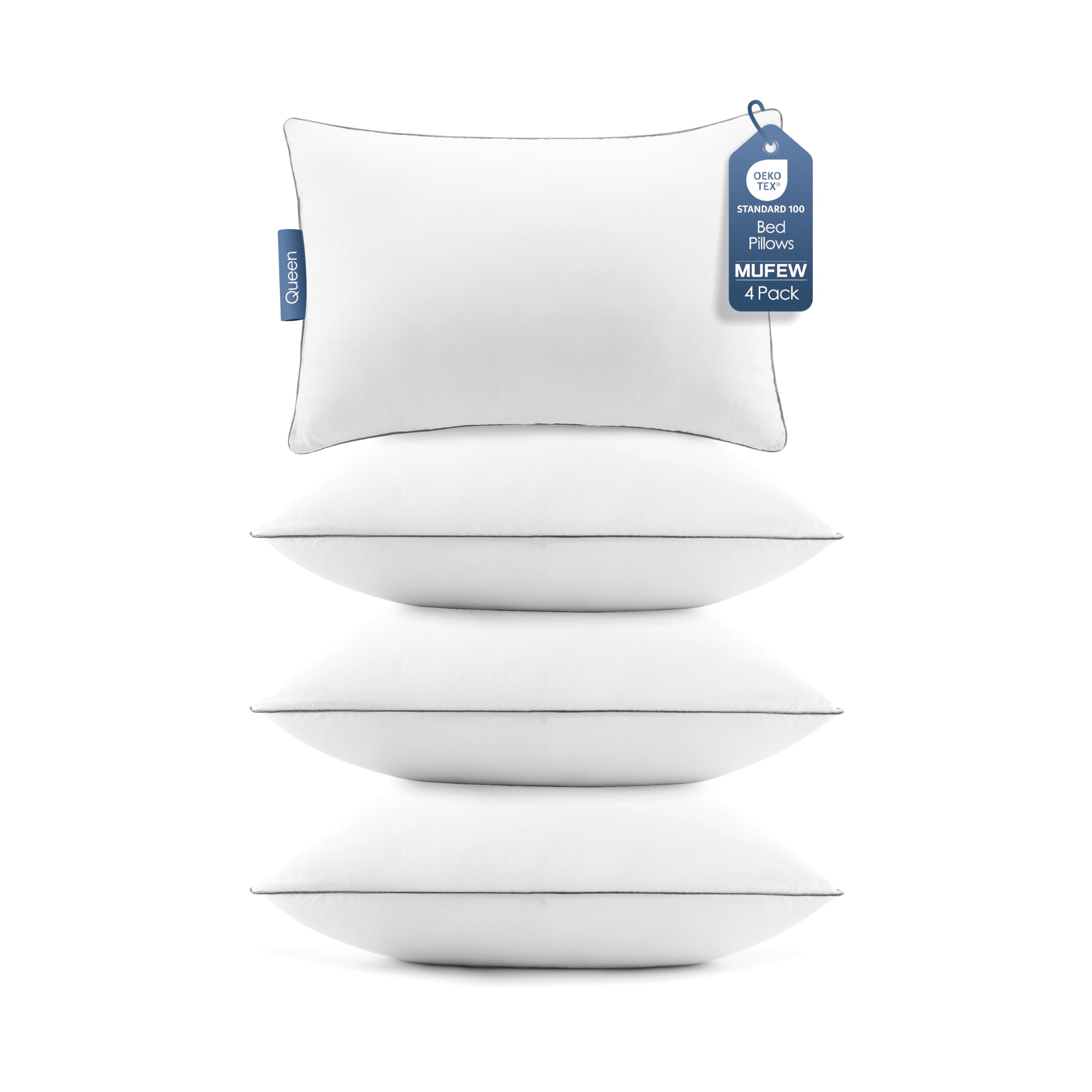 Queen Pillows Set of 4, Ultra Thick Down Alternative Bed Pillows