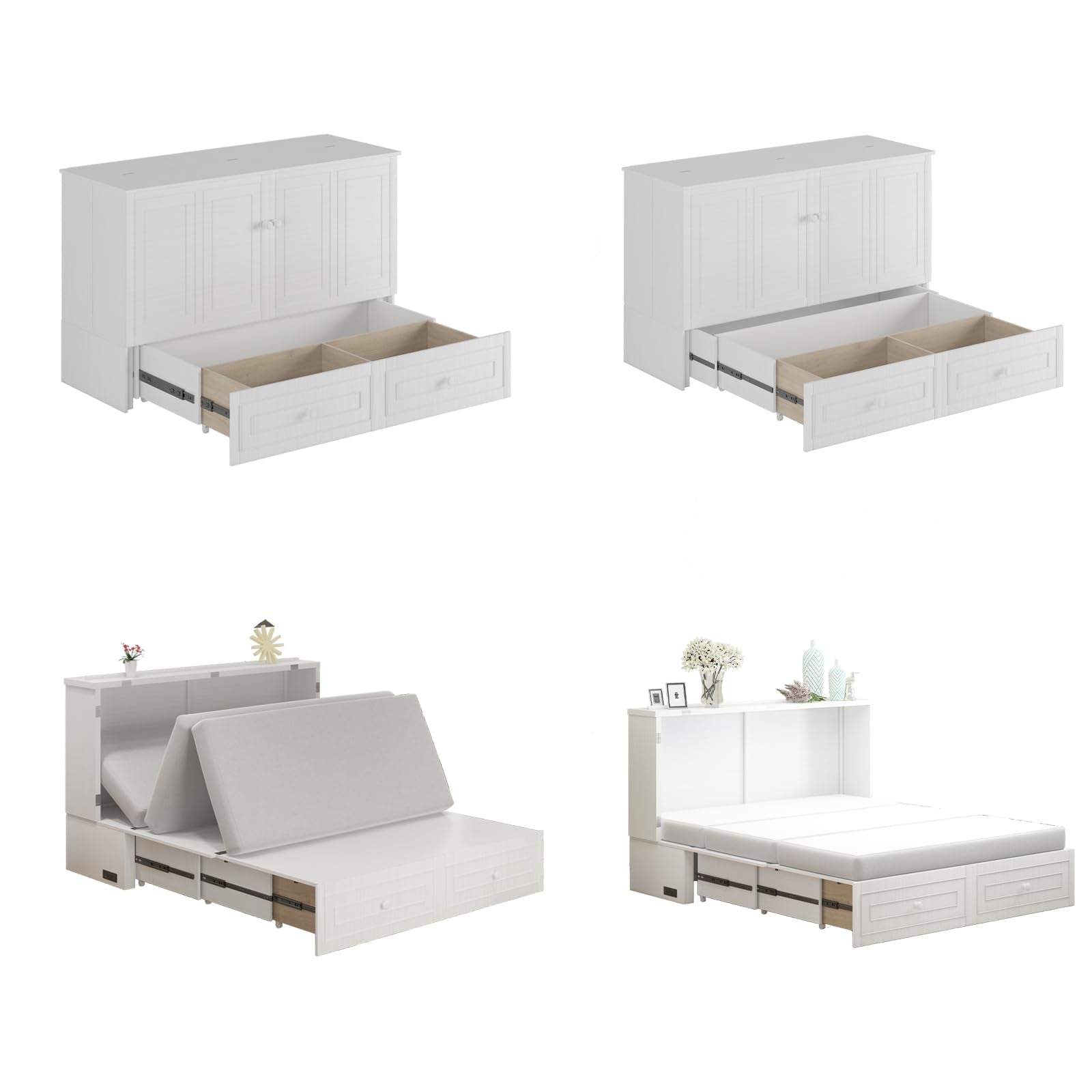 Queen Murphy Bed Cabinet, Murphy Beds with USB Charging Station