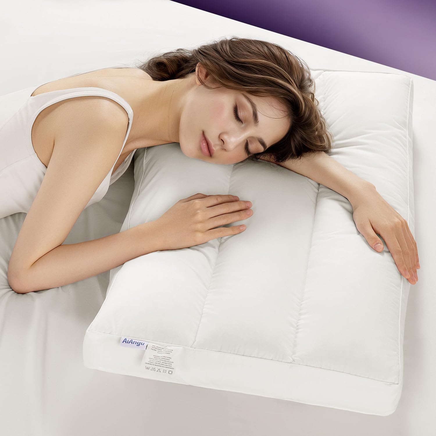 Canadian Luxury Goose Down Pillows Queen Size Set of 1, 100%