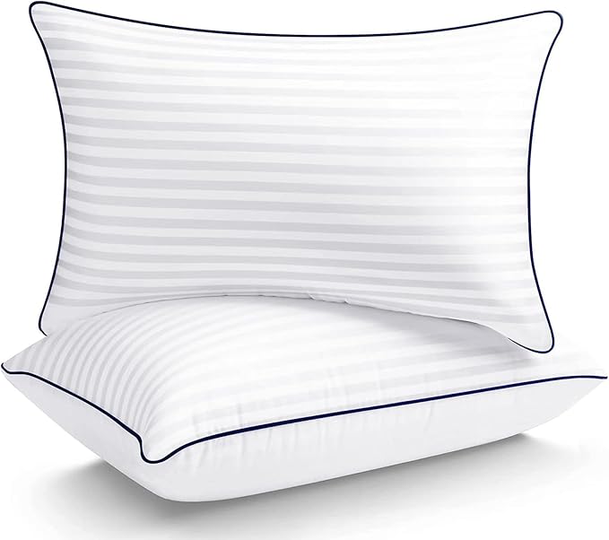 Luxury Hotel Bed Pillows for Sleeping, Standard/Full Size Set of 2 with Firm & Soft Density