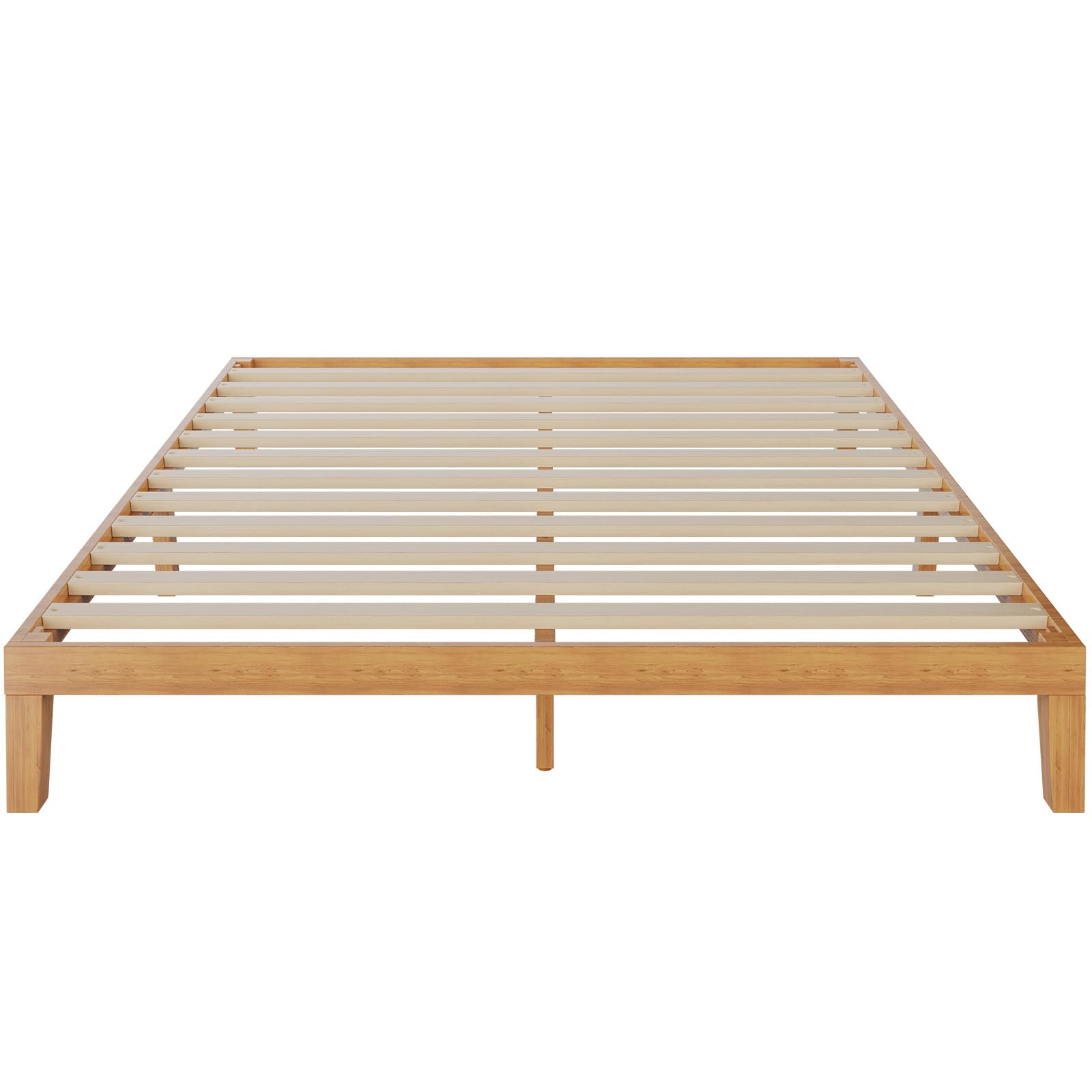 12 Inch Solid Wood Platform Bed, Full Size Bed Frame with Wood Slat Support