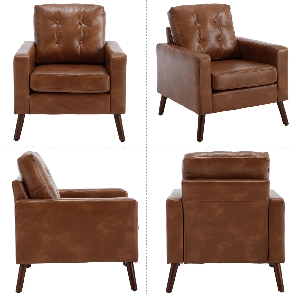Tufted Faux Leather Accent Chair