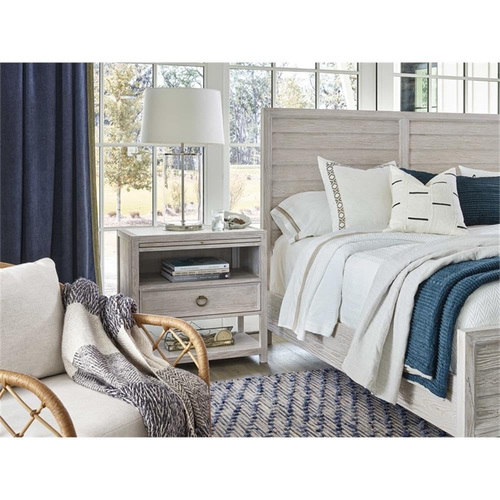 Getaway Drawer Nightstand in Soft White Oak with Stone Top