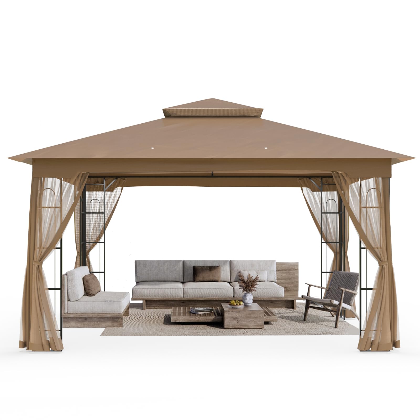 Outdoor Gazebo with Mosquito Netting 13x11 at Top and 12x10 at Base