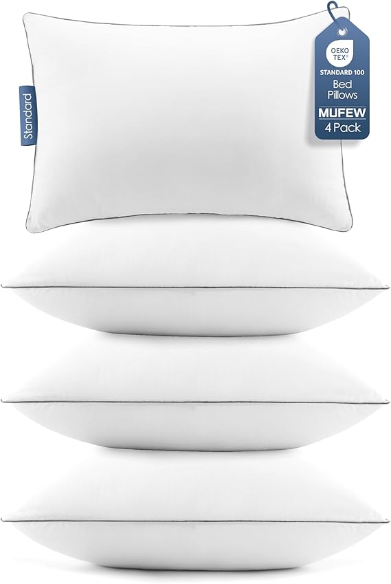 Queen Pillows Set of 4, Ultra Thick Down Alternative Bed Pillows