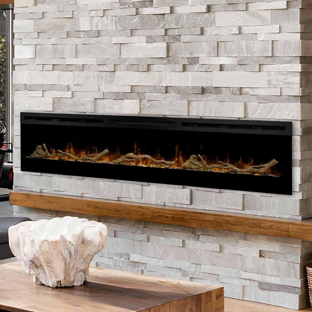 74" Built-In Linear Electric Fireplace with Driftwood Log Kit