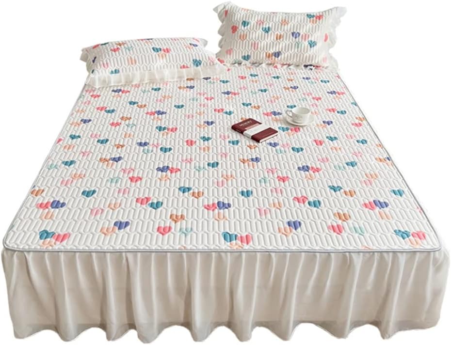 Mat Three-Piece Home Bed Skirt Soft Mat Air Conditioning Ice Mat (Color : A