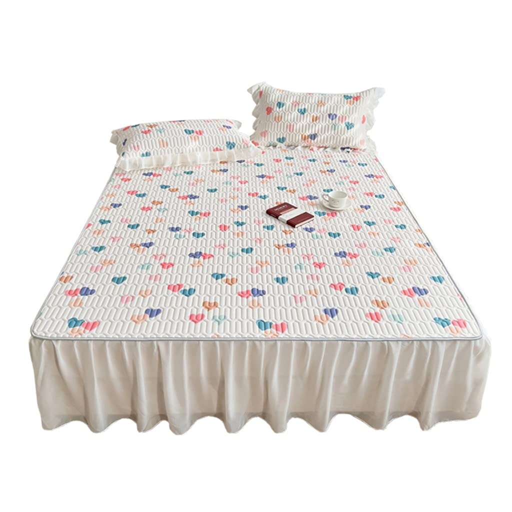 Mat Three-Piece Home Bed Skirt Soft Mat Air Conditioning Ice Mat (Color : A