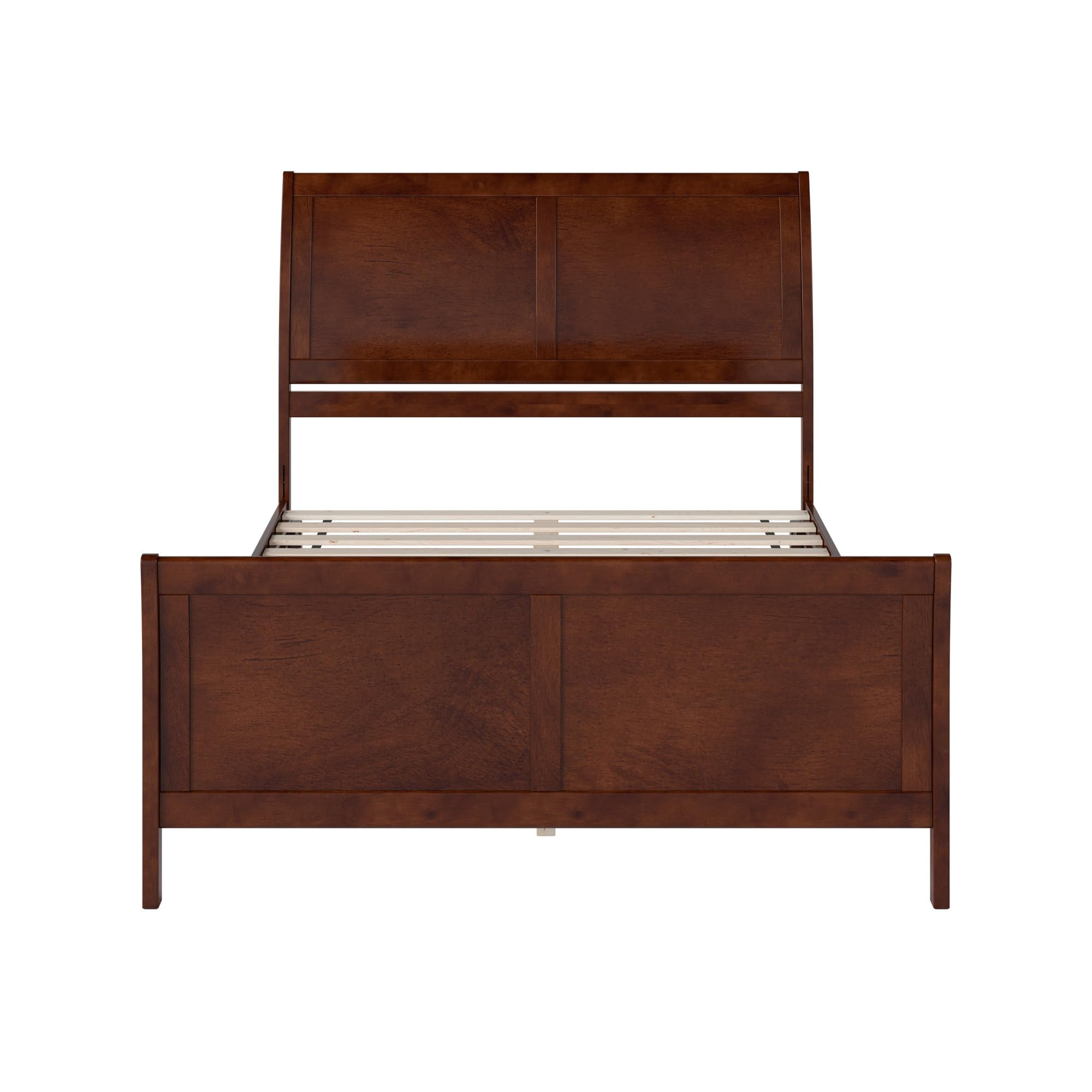 Valencia Queen Solid Wood Low Profile Sleigh Platform Bed with Matching Footboard