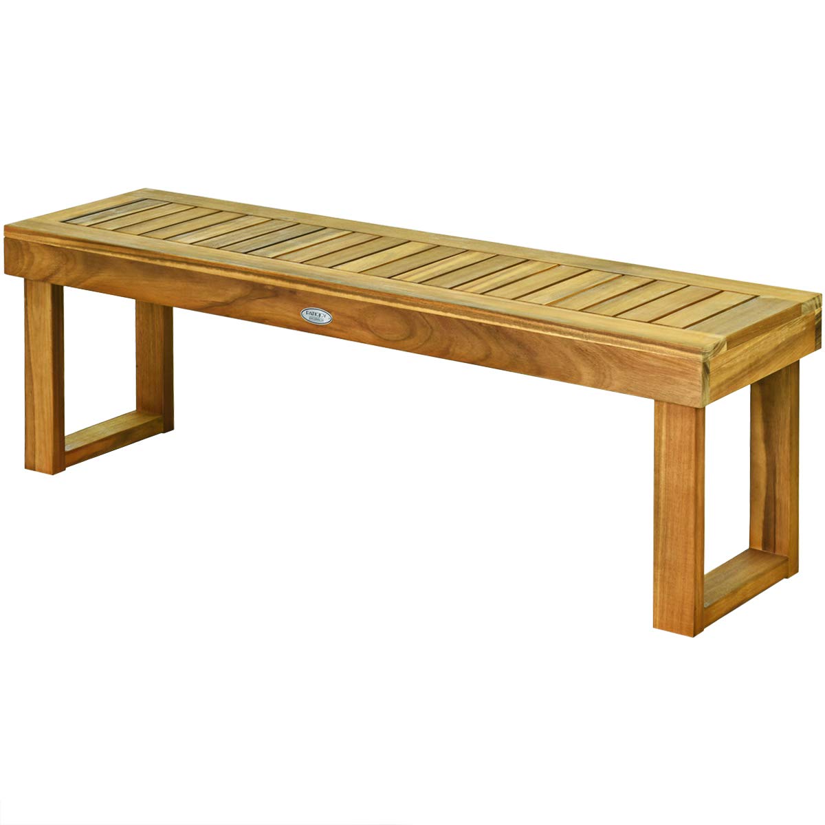 Acacia Wood Backless Outdoor Bench with Slatted Seat