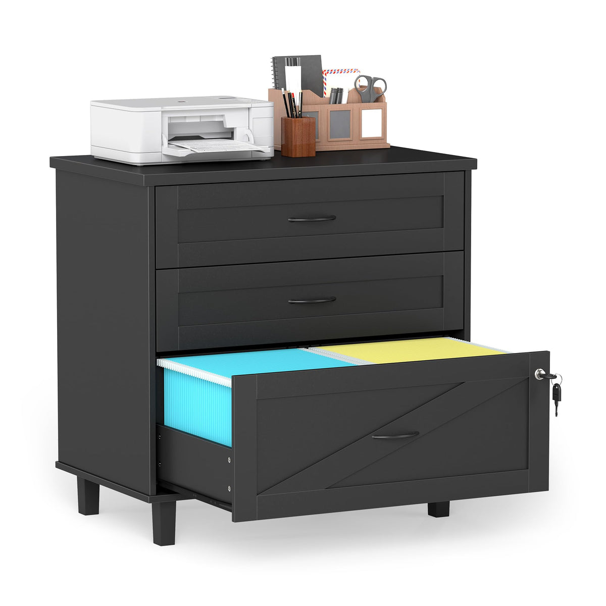 3-Drawer Lateral File Cabinet with Lock