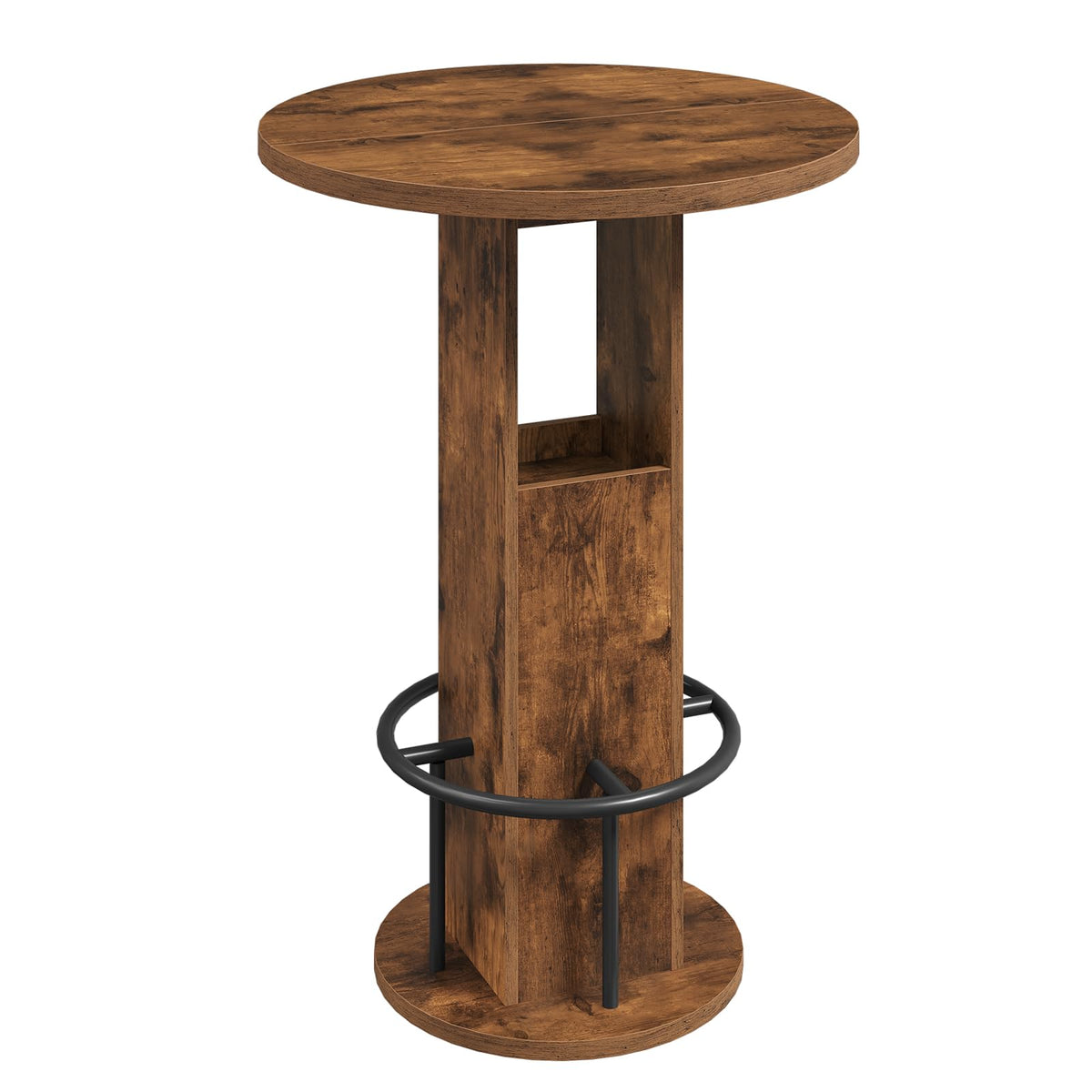 MAHANCRIS Round Bar Table, 35.6" H Bistro Pub Table with Footrest