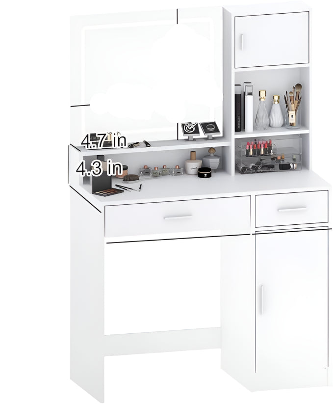 Vanity Desk with Mirror and LED Light Strip,Dressing Table with Large