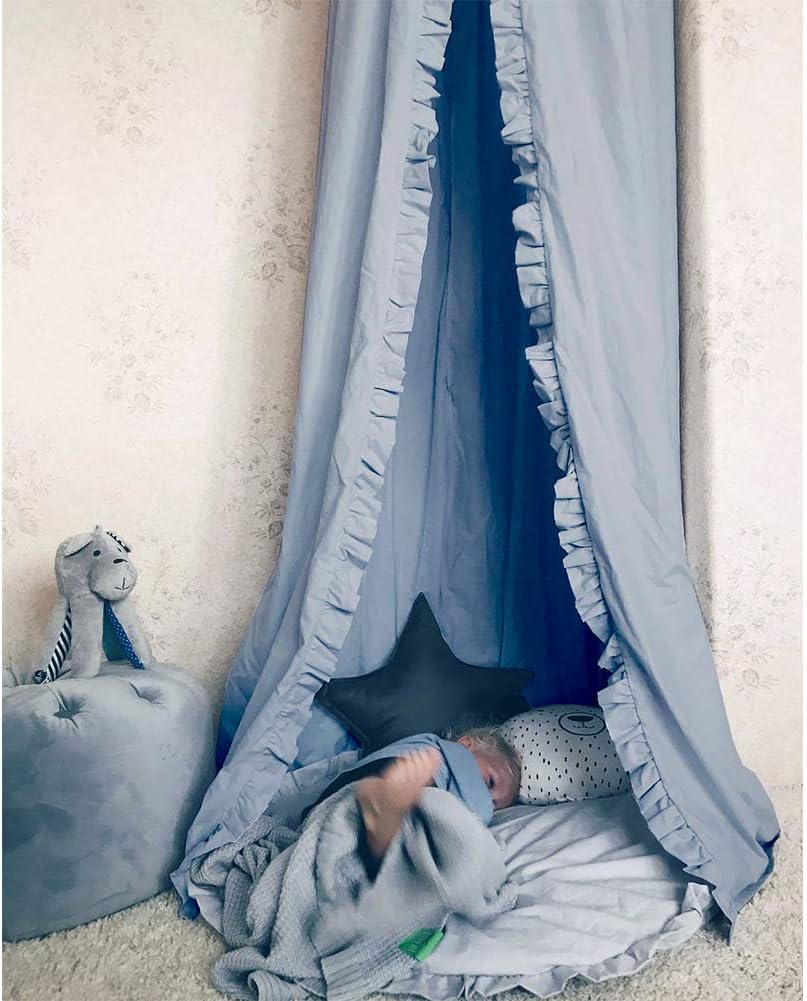 Bed Canopy with Frills Reading Nook Game Tent for Kids Boho Hanging Net Play Room