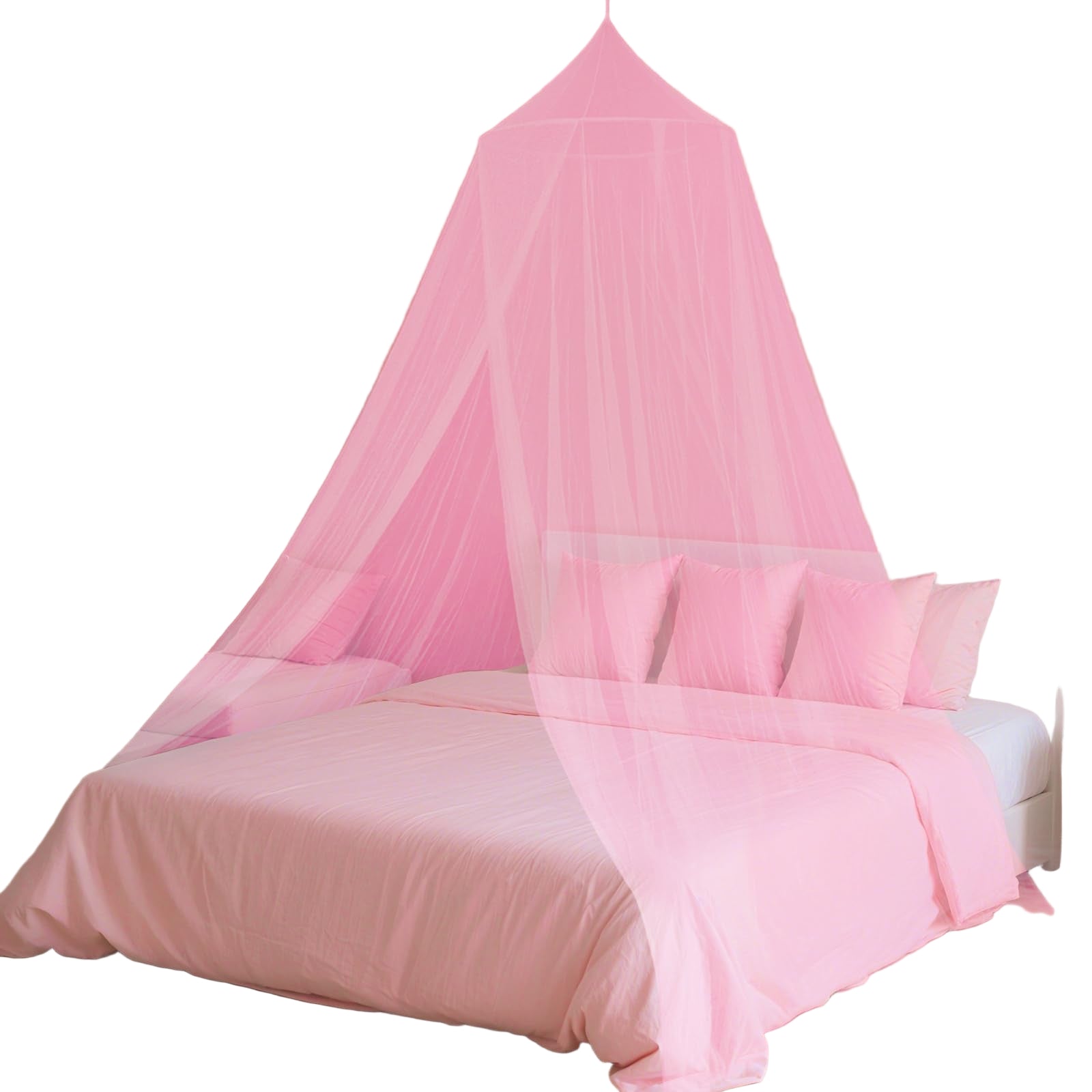 Pink Bed Canopy for Girls,Kids Princess Round Dome Bed Curtain