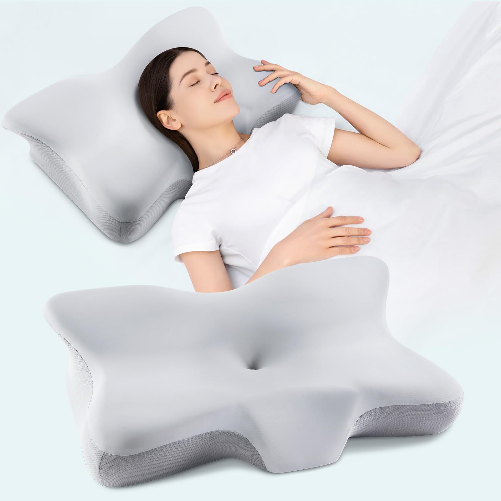 Neck Pillow for Pain Relief, Ergonomic Contour Memory Foam Pillows