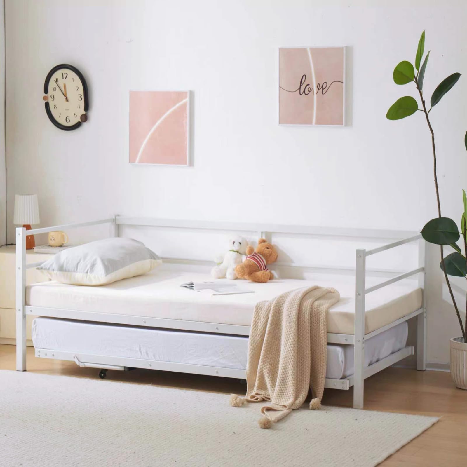 Daybed with Pop Up Trundle, Heavy Duty Metal