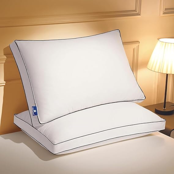 Feather Down Pillows Queen Size Set of 2 with Gusset