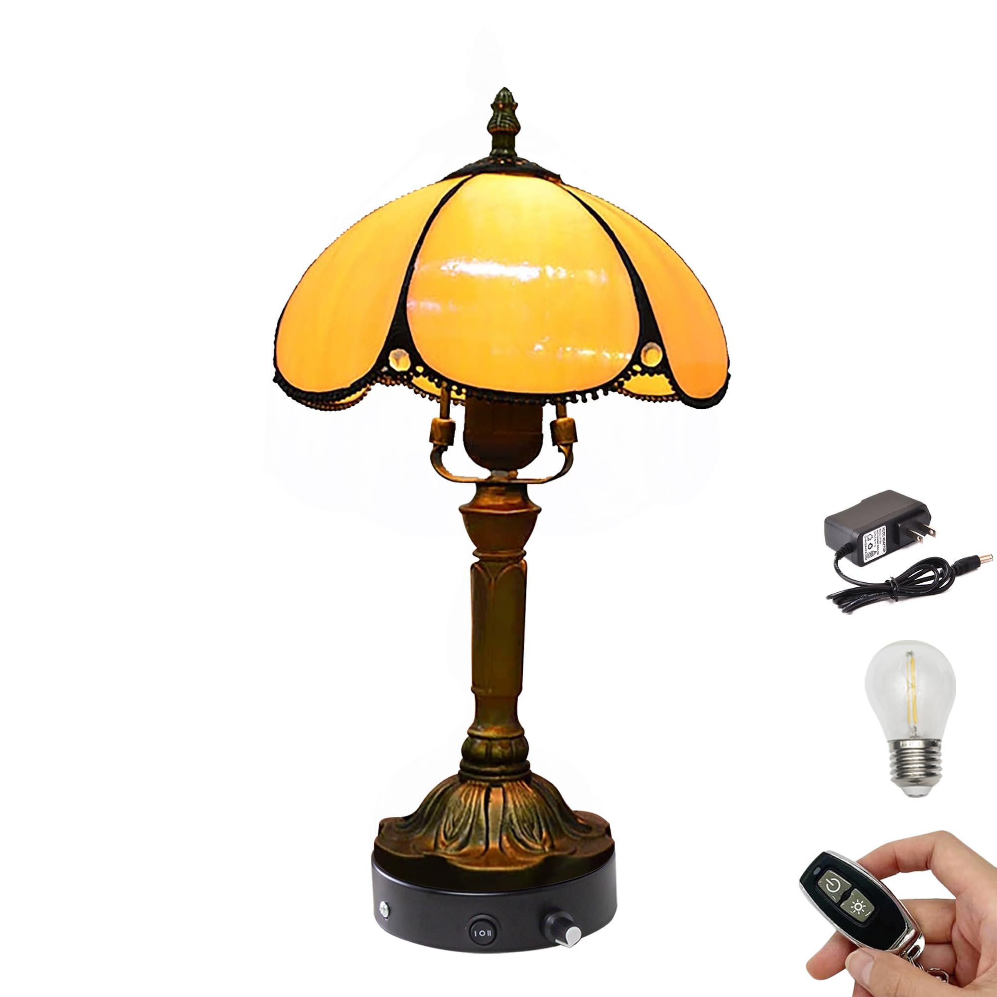 Cordless Table Lamp,1-Light Dimmable Bedside Lamps for Nightstand with Pink