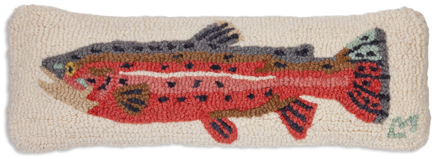 Artist-Designed Bright Trout Hand-Hooked Wool