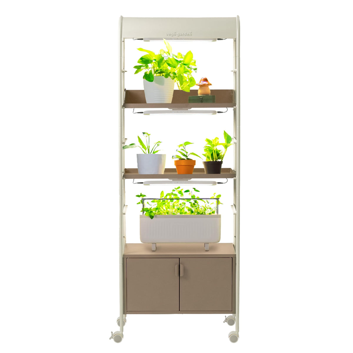 Rolling Metal Plant Stand with LED Grow Light