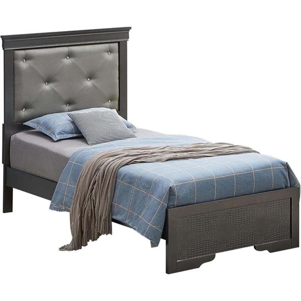 Lorana Twin Sleigh Bed in Charcoal Black