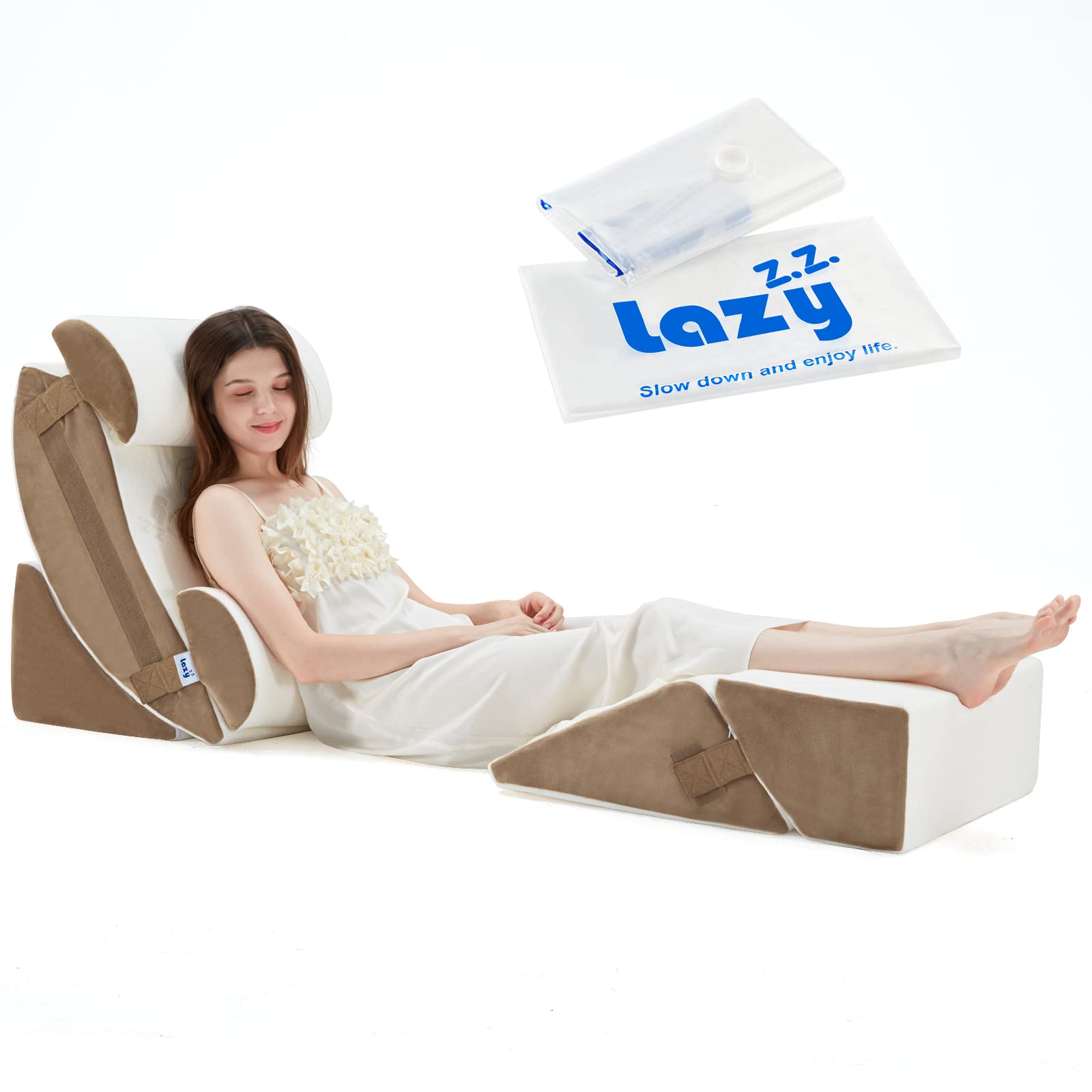 6pcs Orthopedic Bed Wedge Pillow Set, Memory Foam Wedge Pillow for Sleeping