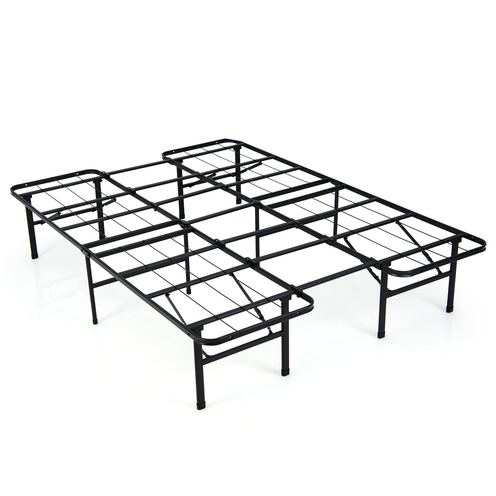 Folding Bed Frame, Twin/Full Size Portable Bed Base for Kids, Teens & Adults