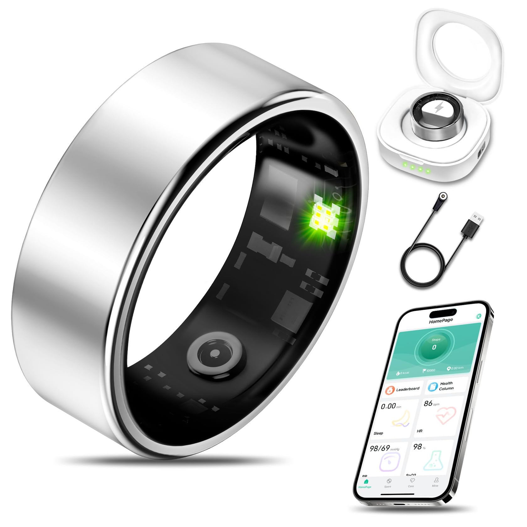 Ring for Women Men Fitness Tracker with Heart Rate, Blood Oxygen, Blood Pressure,