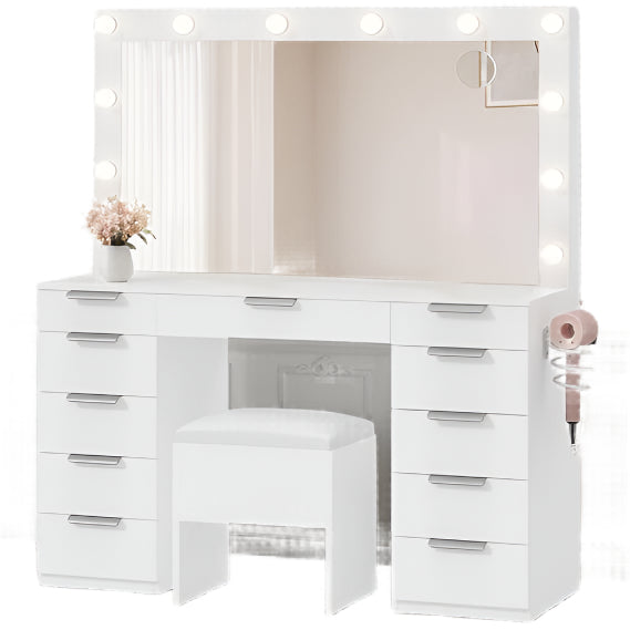 Vanity Set, Makeup Vanity Desk with Adjustable LED Mirror, Power Outlets