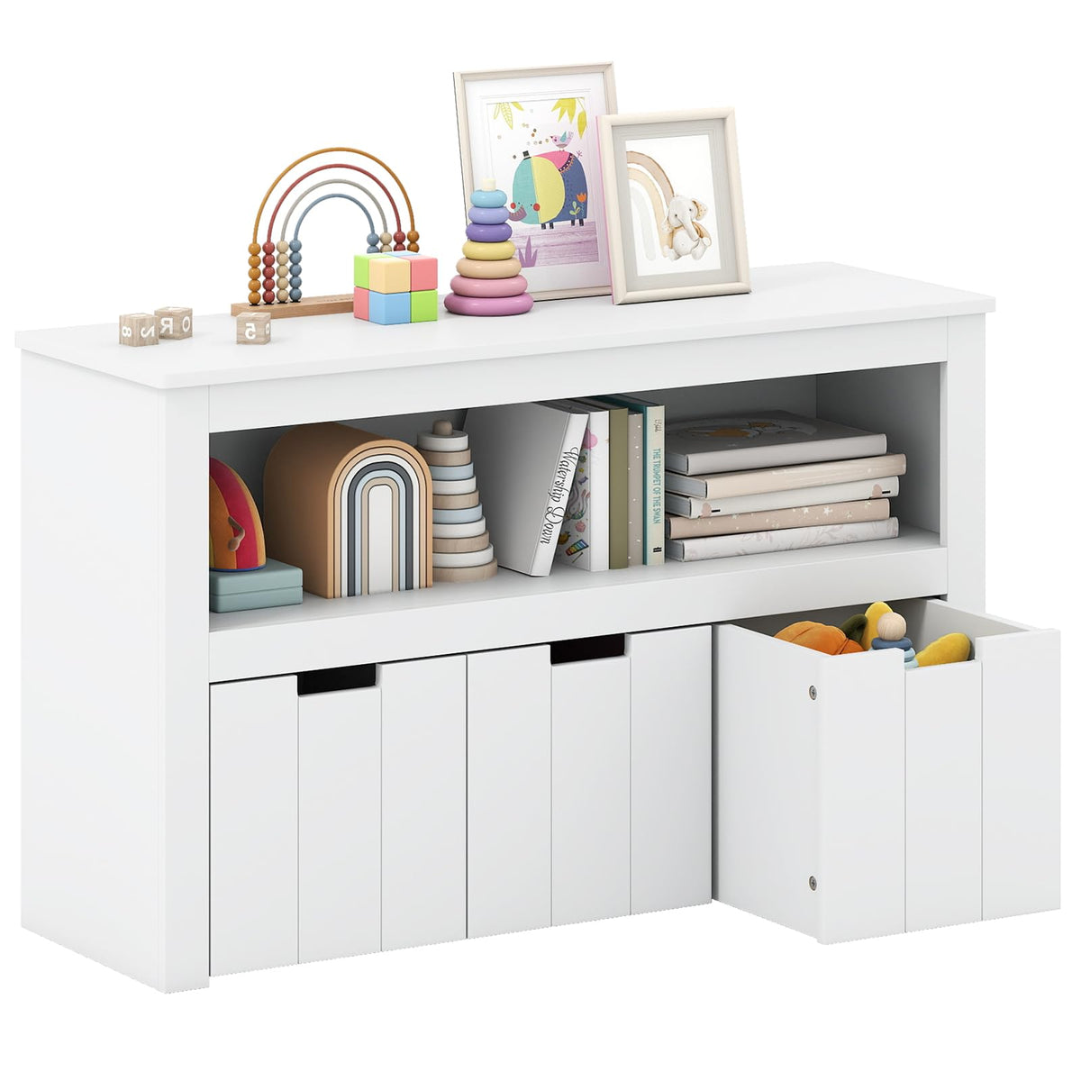 Kids Toy Storage Organizer with Blackboard Top & 3 Bins