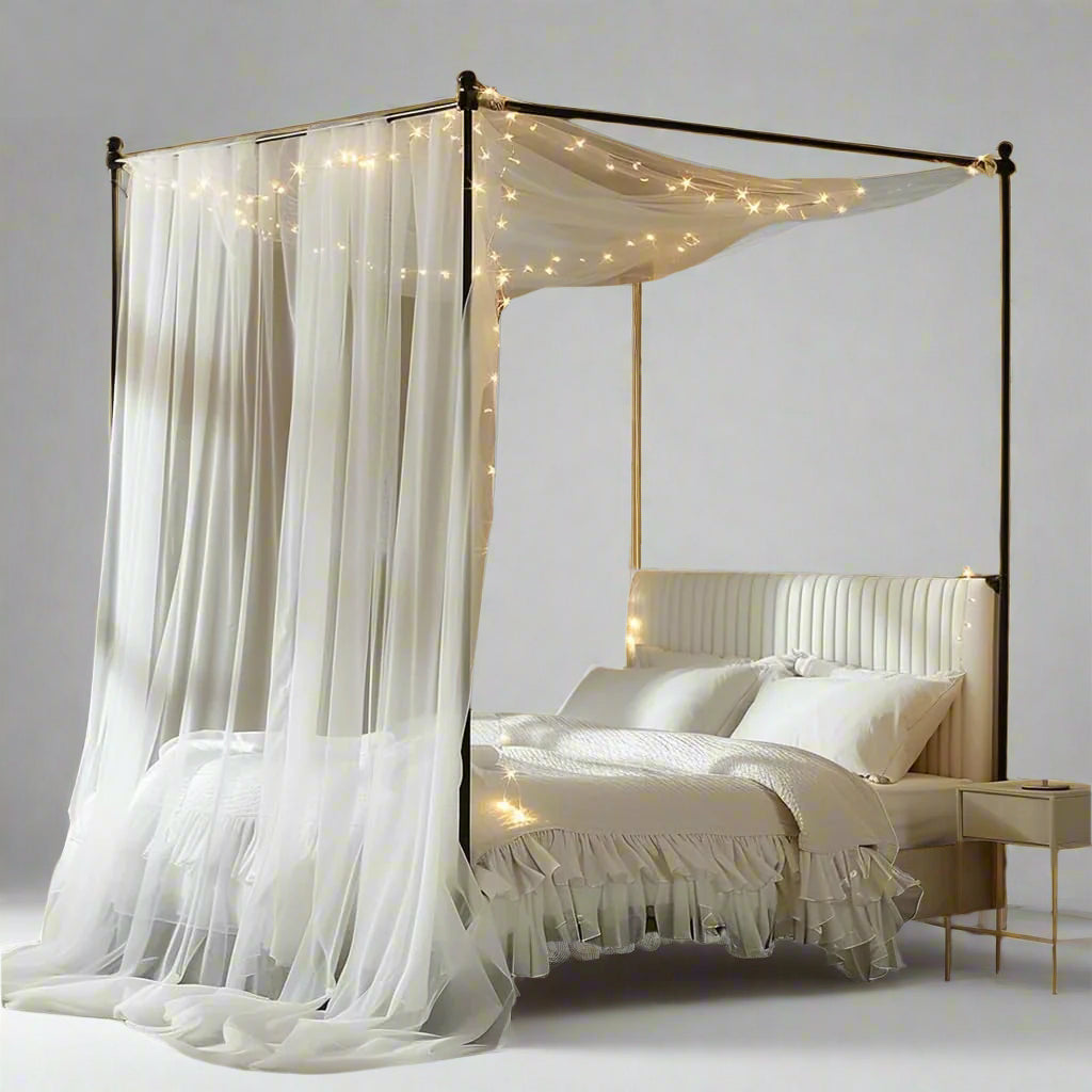 Bed Canopy for Girls with Lights 30 * 228in King Canopy Bed Curtains for Queen