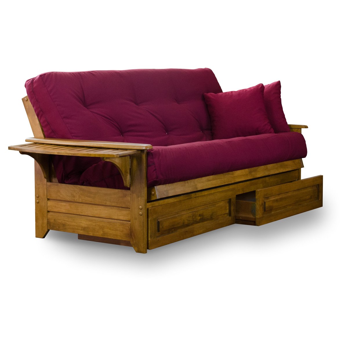 Hardwood Futon Frame with Storage Drawers – Heritage Finish