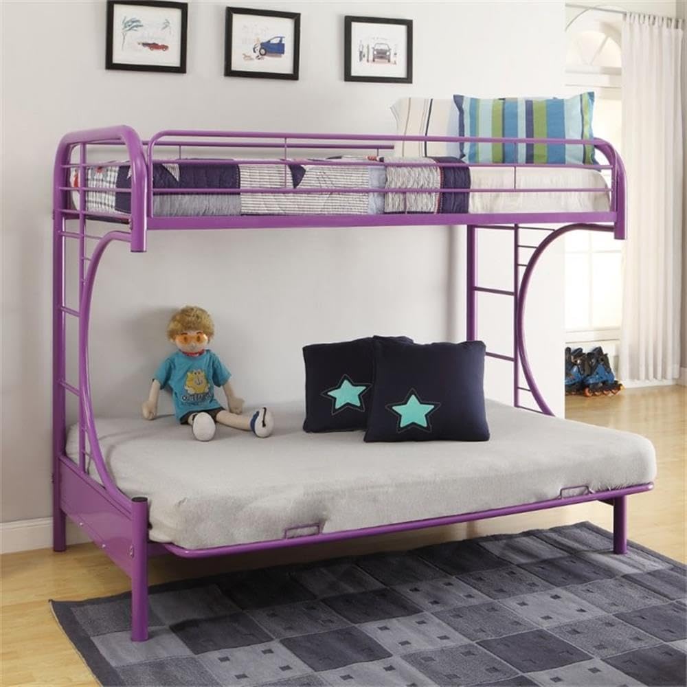 Modern Twin Over Full and Futon Bunk Bed in Purple