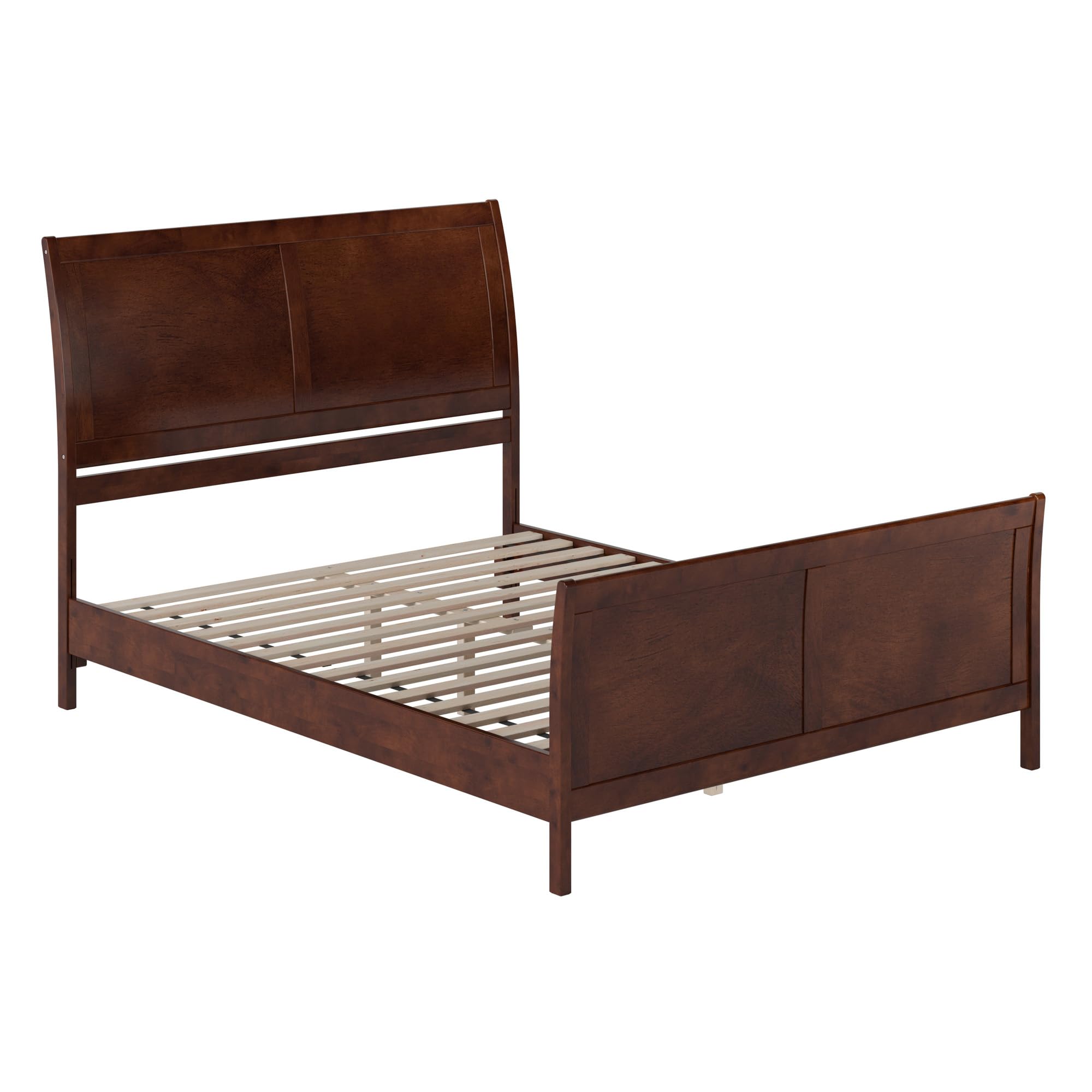 Valencia Queen Solid Wood Low Profile Sleigh Platform Bed with Matching Footboard