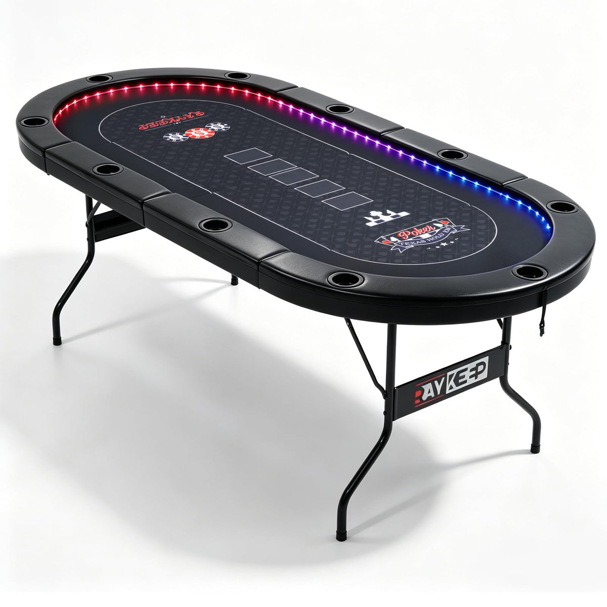84" LED Poker Table for 10 Players – Foldable with Cup Holders