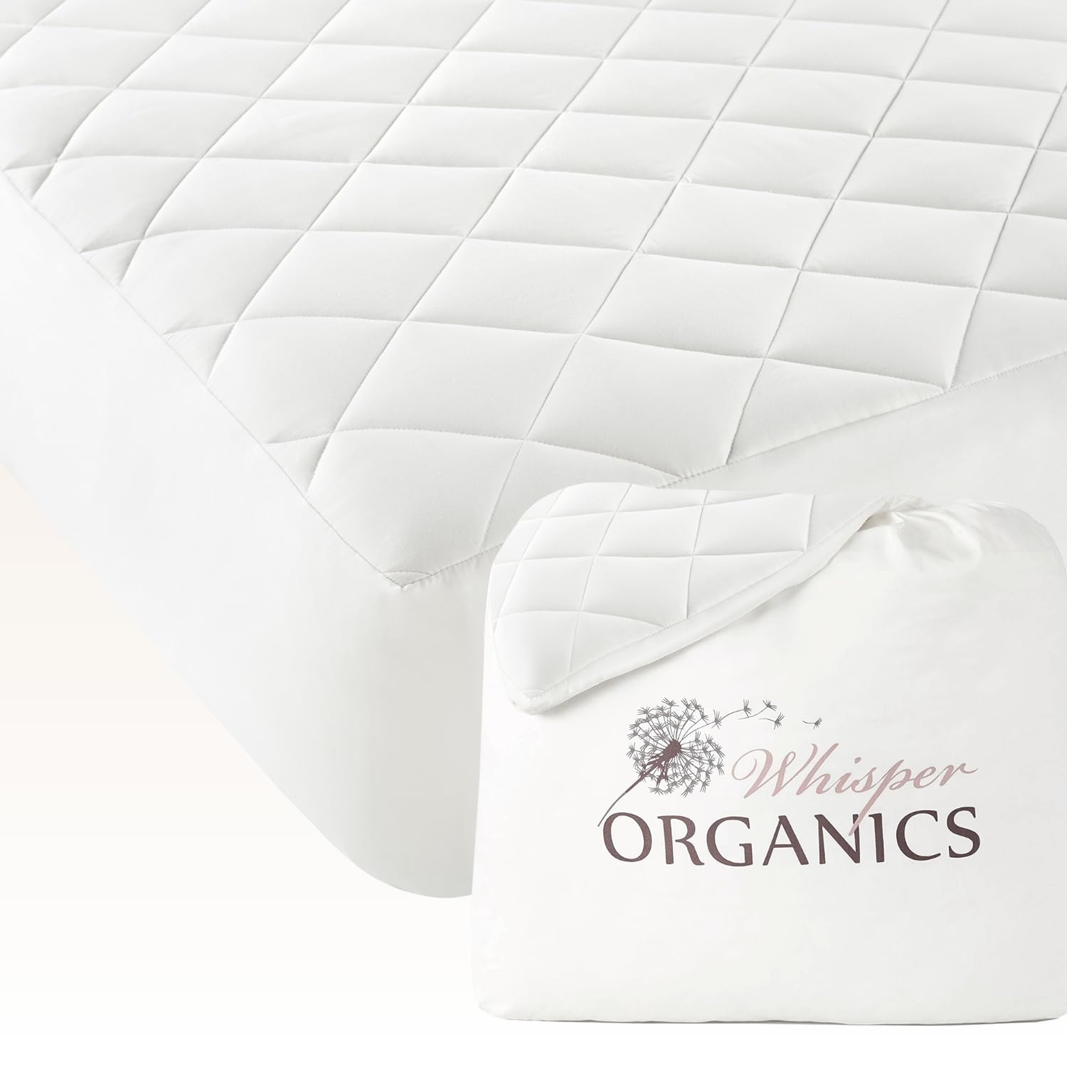 100% Cotton Organic Mattress Pad - Luxury Quilted Mattress Topper Protector Plush
