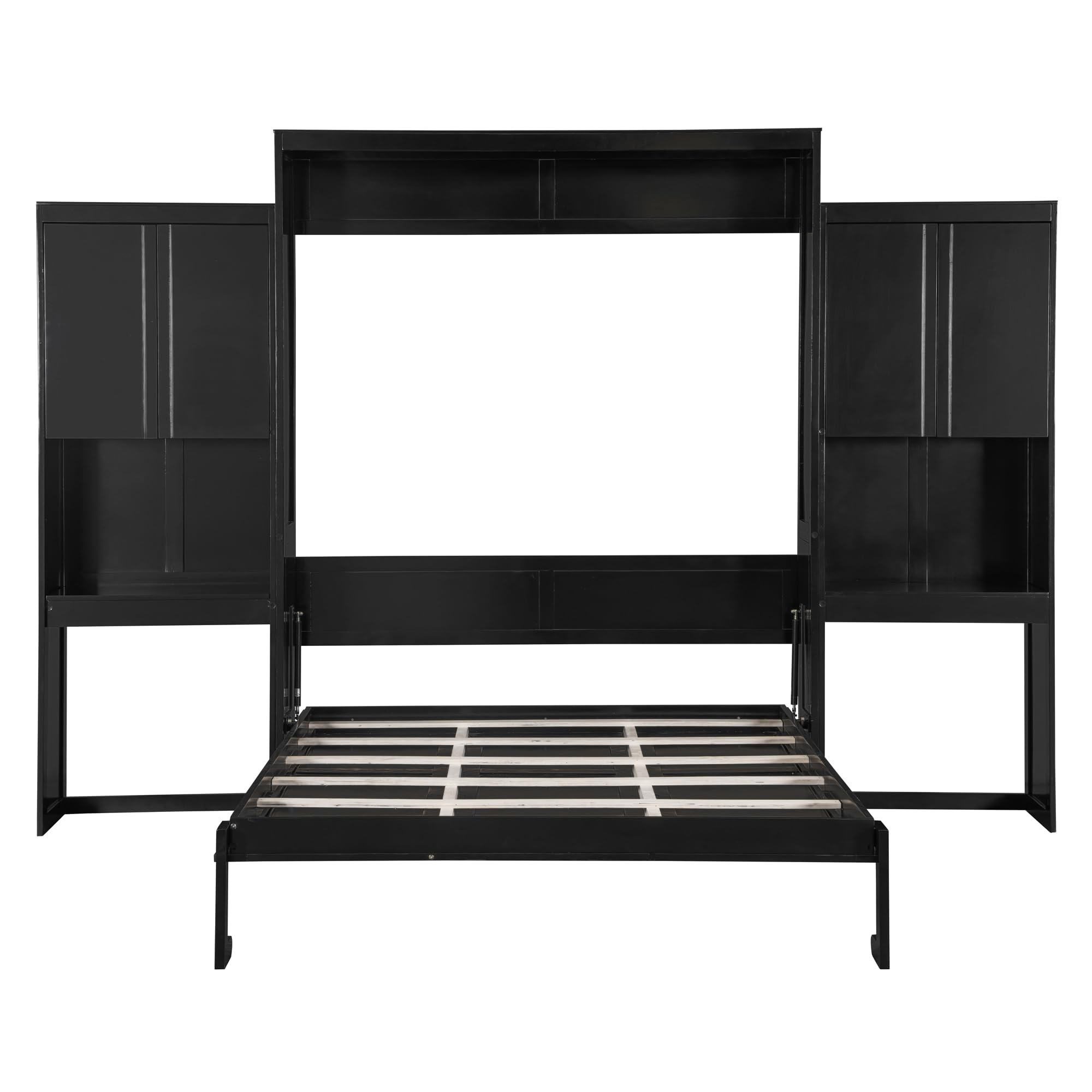 Queen Size Murphy Bed with Desk, Vanity and Cabinets